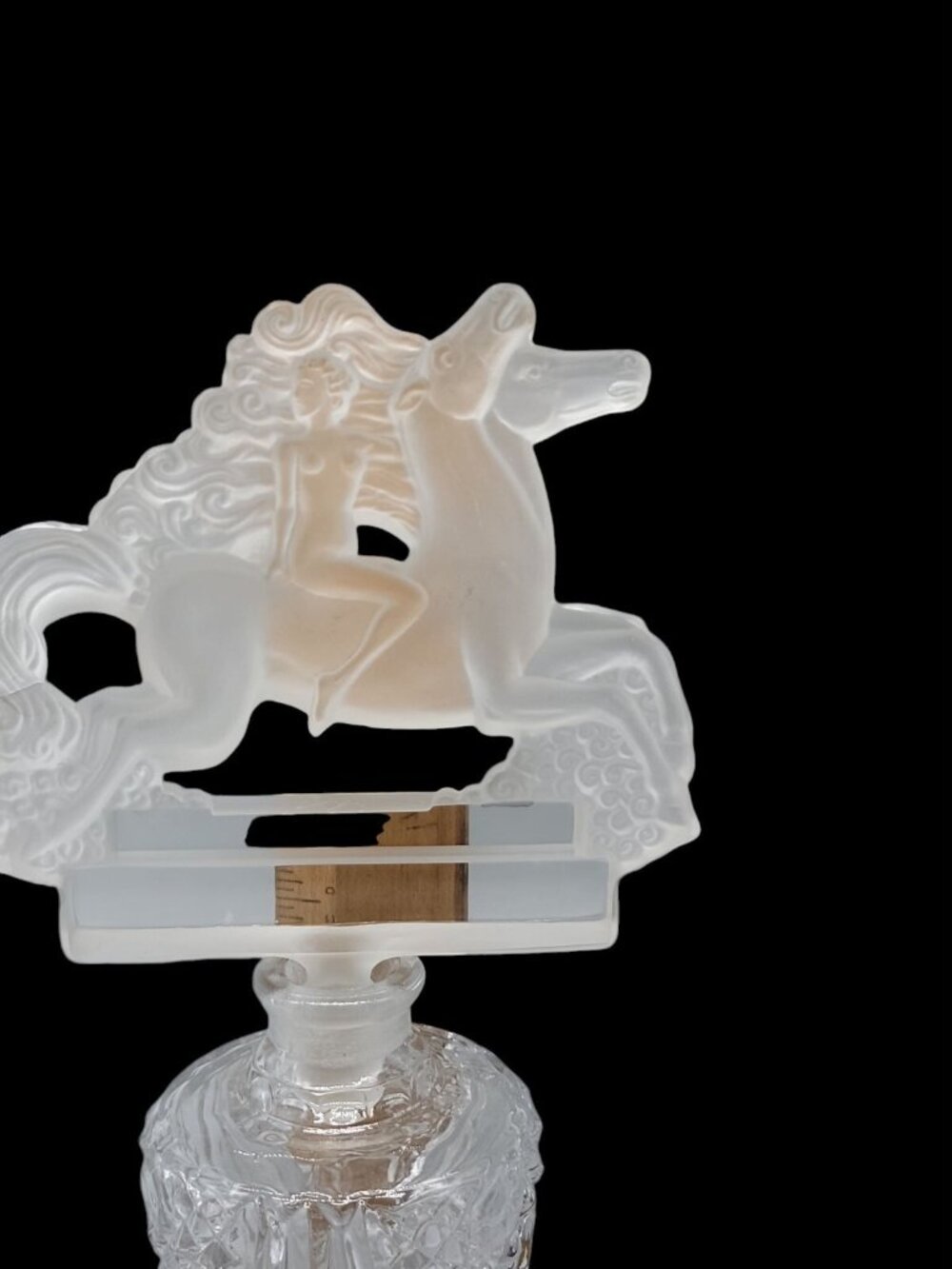 Lady Godiva Crystal Perfume Bottle Czechoslovakia Nude Horseback Stopper 1930s - Picture 13 of 16